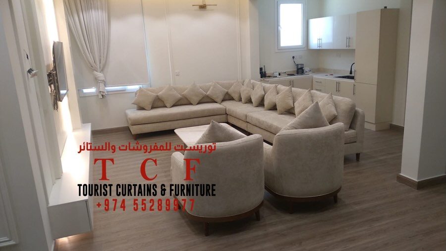 Corner lounge seating in ivory